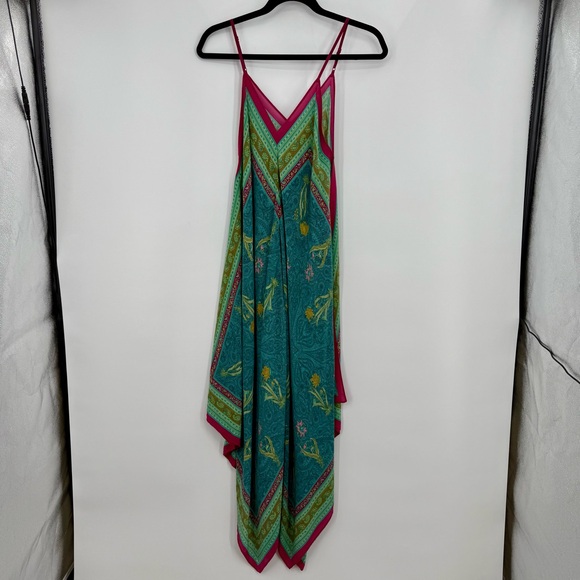 Anthropologie Holding Horses Floral Paisley Handkerchief Slip Sundress Silk M L - Picture 4 of 10